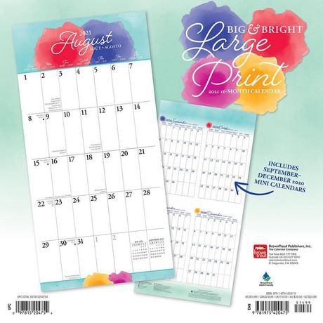 big bright large print 2021 12 x 12 inch monthly square wall calendar