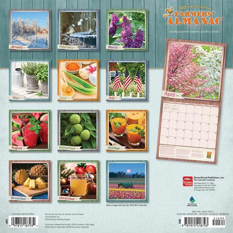 Farmers Almanac 2021 12 x 12 Inch Monthly Square Wall Calendar, Weather ...