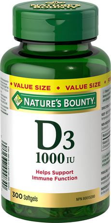 Vitamin D3 1000IU, 300 Softgels - Walmart.ca