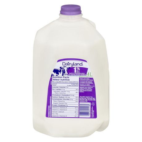 milk dairyland partly skimmed containers jug 4l canada walmart countries jugs