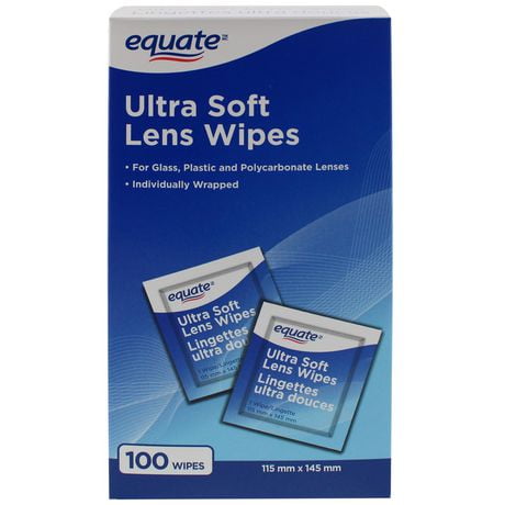 Equate Ultra Soft Lens Wipes, 100 wipes (15 mm x 145 mm each)