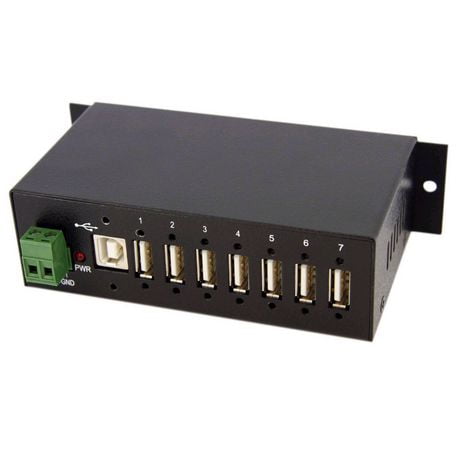 Robuste concentrateur industriel USB 7 ports, montable