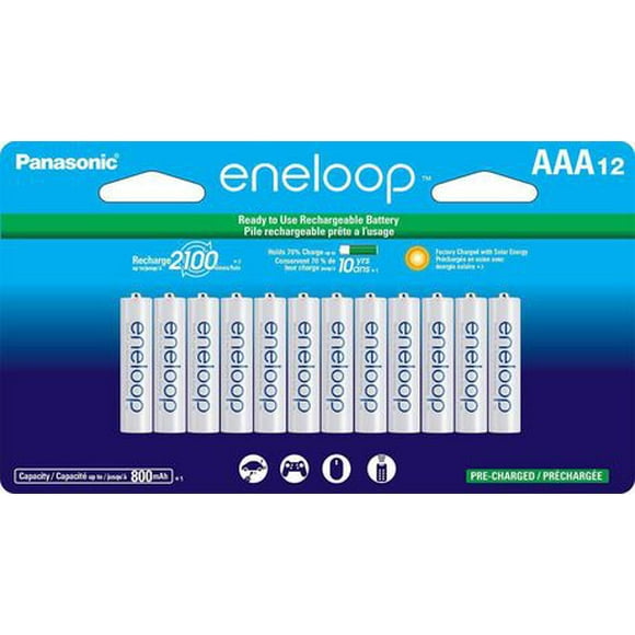 Panasonic Eneloop Piles rechargeables pré-chargées AAA 2100 cycles Ni-MH, (paquet de 12)