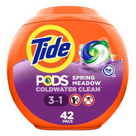 Tide PODS Liquid Laundry Detergent Soap Pacs, HE Compatible, Spring Meadow, 42 count