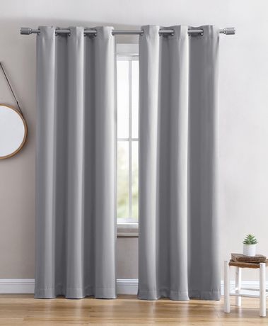 Blackout Grey Curtains 63 Inch Length Grey Thermal Insulated