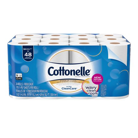 Cottonelle Ultra Cleancare Toilet Paper, Strong Bath Tissue, 24 Double ...