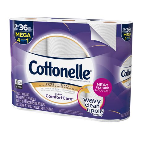Cottonelle Ultra Comfortcare Toilet Paper, Soft Bath Tissue, 9 Mega ...