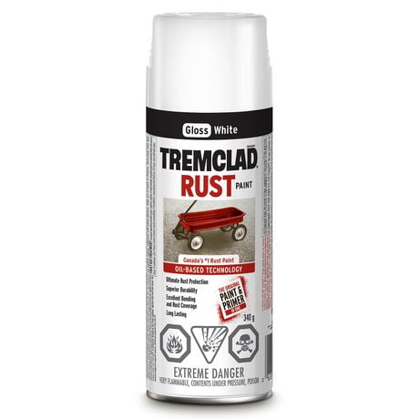 Tremclad Oil Based Rust Spray Paint Gloss White, 340 g
