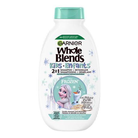 Garnier Whole Blends Kids 2-in-1 Hypoallergenic Shampoo & Hair Detangler Frozen Oat Delicacy, with Rice Cream and Organic Oat - 250ml, Gently cleanses, for Kids