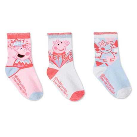 Peppa Pig Toddler Girls' Socks 3-Pack, Sizes 8-11