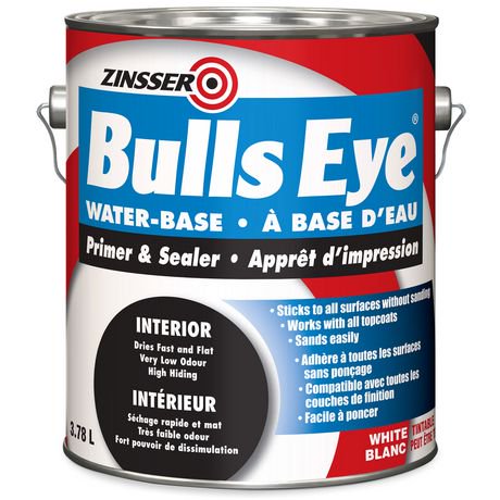 Apprêt d’impression et scellant à base d’eau Bulls Eye de Zinsser en blanc 3,78 l