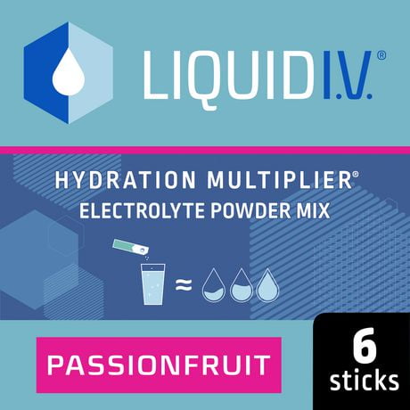 Liquid I.V. Passion Fruit Hydration Multiplier Electrolyte Drink Mix, 16g Mix/6 units