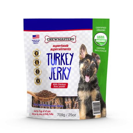 chewmasters organic superfoods turkey jerky dog treats