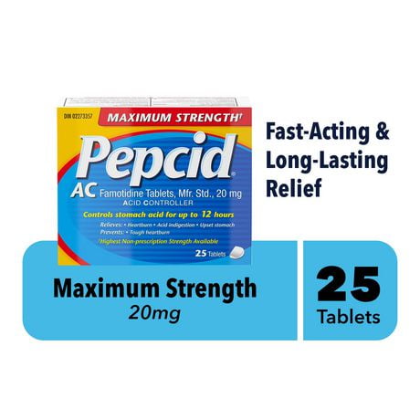 Pepcid Maximum Strength AC Tablets, Acid Reducer for Heartburn, 25 Count