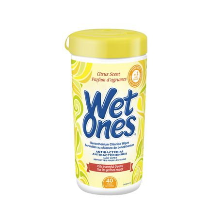 Serviettes antibactériennes Wet Ones pour les mains, serviettes préhumectées au parfum d’agrumes 40 serviettes