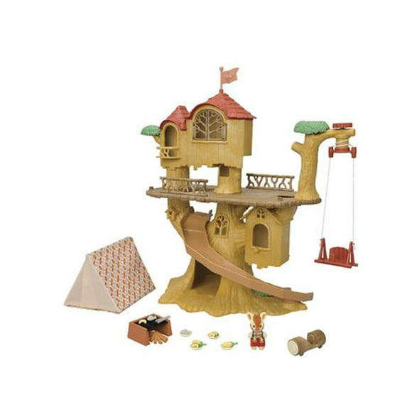 Calico Critters Adventure Treehouse Gift Set - Camping Edition, Dollhouse Playset with Figure and Accessories