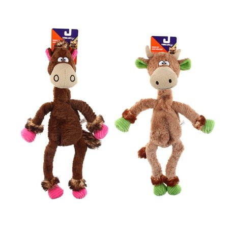 Vibrant Life Tough Buddy Farm Friends with Rope Dog Toys - Dog Comfort Toy, Farm Friends, Plush Cow & Donkey with Rope inside Body, Squeaker in Head for Fun, 19IN