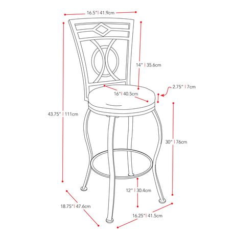 CorLiving Jericho Metal Bar Height Barstool with Dark Brown Bonded ...