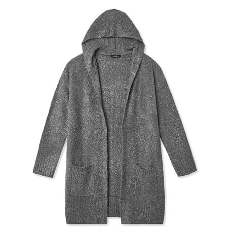 grey hooded cardigan womens
