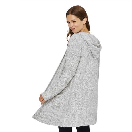 long grey hooded cardigan