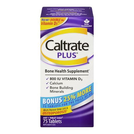 Supplément de santé osseuse Caltrate Plus - 75 comprimés Supplément de santé osseuse