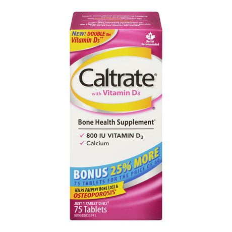 Caltrate with Vitamin D3 Bone Health Supplement, 75 tablets