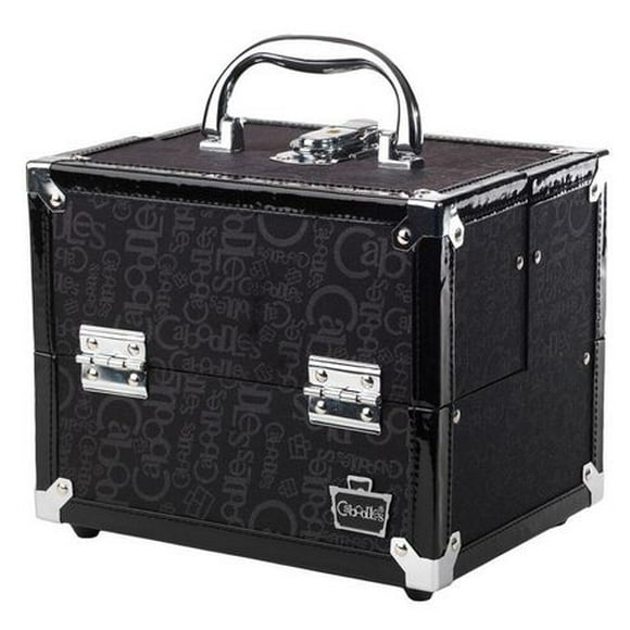 Caboodles 8.5 Inches Black Print Cosmetic Train Case - 4 Tray