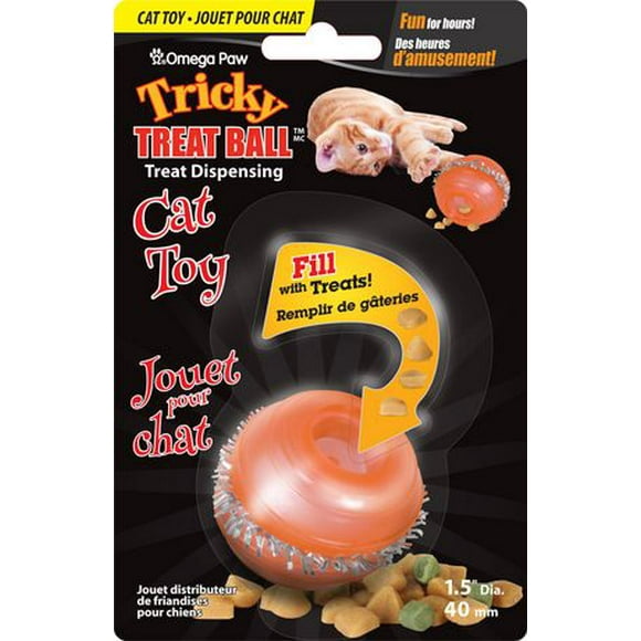 Omega Paw Tricky Treat Ball for Cats, Challenging ball entertains cats for hours