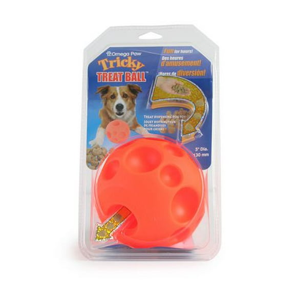 Jouet distributeur de friandises pour chiens Tricky Treat BallMC d'Omega Paw - 2.8 po Régal interactive boule distributrice pour chiens