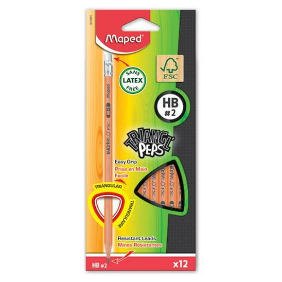 Maped Black' Peps Graphite Pencils - FSC wood, x 12 HB FSC  - eraser tip