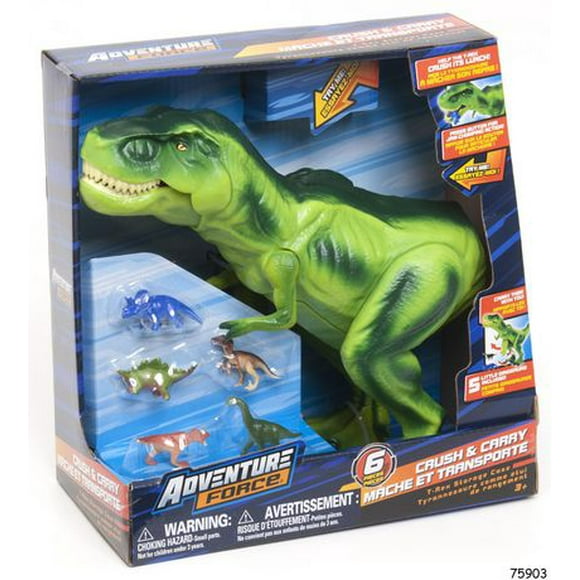 Adventure Force Crush and Carry T-Rex Storage Case with Small Dinosaurs, 6 piece set, ages 3+