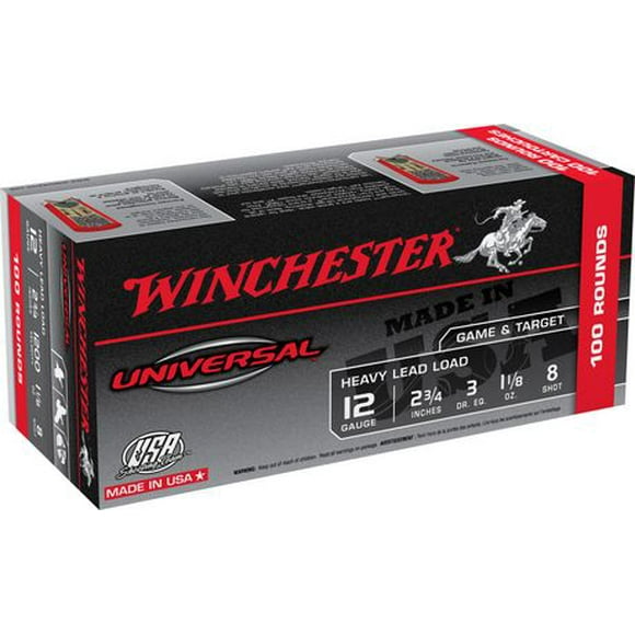 Winchester Munition Charge universelle pour chasse et tir à cible, calibre 12 Charges cibles fiables et puissantes, idéales pour les argiles de trappe, de tir au pigeon et de tir sportif.