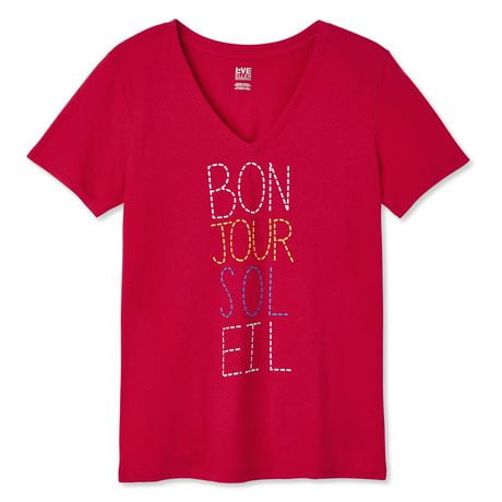 LOVE Ellen DeGeneres Bonjour V-Neck Tee | Walmart Canada