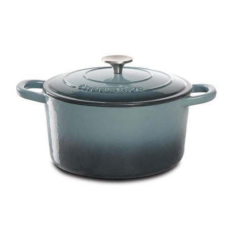 Crock-Pot Artisan 5 Qt Enameled Cast Iron Dutch Oven W/Lid, Slate Grey, Round