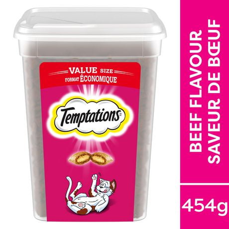 Temptations Hearty Beef Flavour Soft & Crunchy Adult Cat Treats, 454g