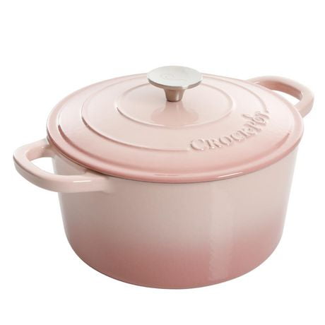 Crock-Pot Artisan 5 Qt Enameled Cast Iron Dutch Oven W/Lid, Blush Pink, Round