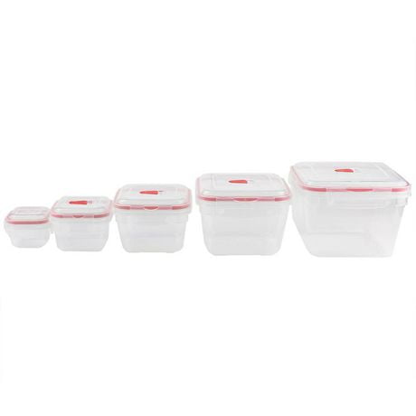 Home Basics 10 Piece Locking Square Plastic Food Storage Containers 