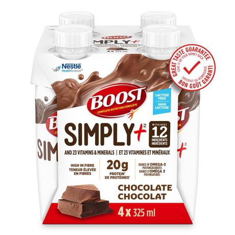 Boisson nutritive BOOST SIMPLY + Chocolat, 4 x 325 ml 4x325ml