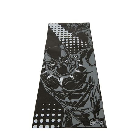 Tapis de yoga 3 mm avec bande dessinée Black Panther de Marvel – 61 cm x 152,4 cm – Noir/gris