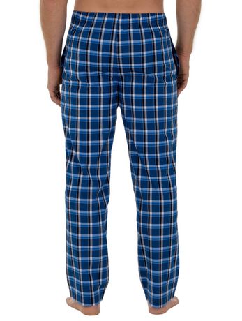 Fruit of the Loom Men's Microsanded Woven Plaid Pajama Pant Blue ...