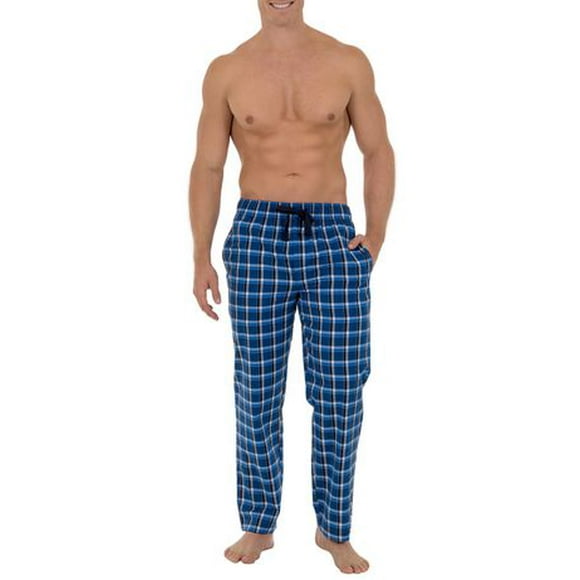 Fruit of the Loom Men's Microsanded Woven Plaid Pajama Pant Blue