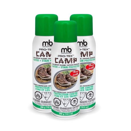 M&B PRO-TEX CAMP Water & Stain Protector 3PK - 300g / 10.5oz, haute teneur en silicone, protection supérieure