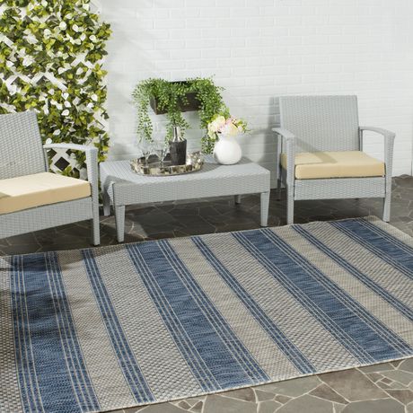 large striped outdoor rug