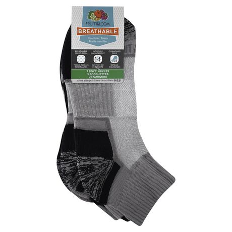 Fruit of the Loom Boys Ankle Quarter Socks - 3 Pack | Walmart Canada