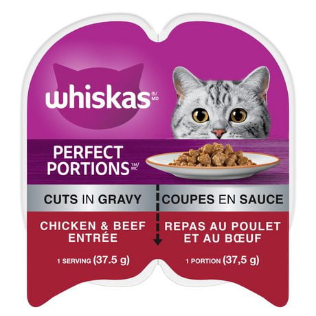 Whiskas Perfect Portions Chicken & Beef Entrée Cuts in Gravy Wet Cat Food, 75g