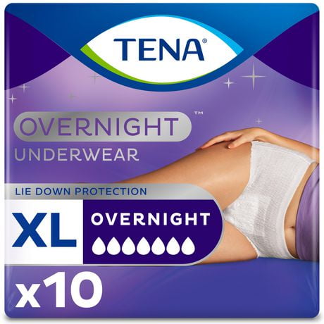 TENA Incontinence Underwear, Overnight Protection, Xlarge, 10 Count, 10 count