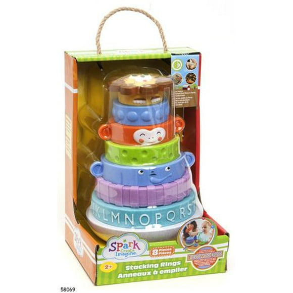 Spark Create Imagine Eco Wood Stacking Rings Toy, 8pcs, 8 piece set, ages 2+