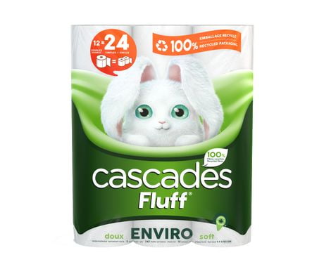 Cascades Fluff Enviro Toilet Paper, 2-ply, 242 Sheets per Roll - 12