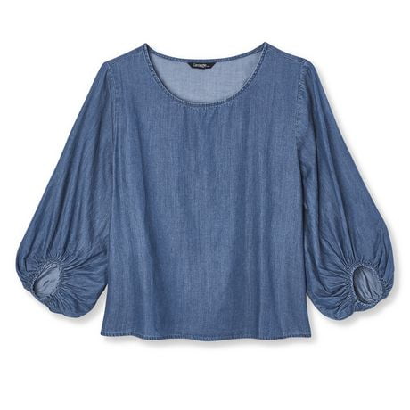 George Women's Denim Balloon Sleeve Blouse | Walmart Canada