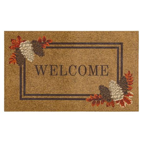 Mohawk Home Fall Welcome Faux Coir Polyester Doormat, Brown, 18" x 30"